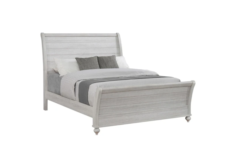 Emelia Grey Queen Sleigh Panel Bed Vintage Linen - 360