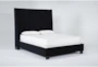 Topanga Black Eastern King Velvet Upholstered Panel Bed - Side