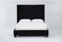 Topanga Black Queen Velvet Upholstered Panel Bed - Signature