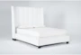 Topanga White Queen Velvet Upholstered Panel Bed - Side