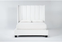Topanga White Queen Velvet Upholstered Panel Bed