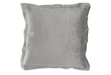 22X22 Silver Gray Textured Velvet Throw Pillow With Flange Detail
