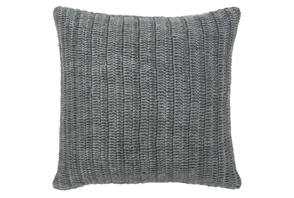 22X22 Stone Gray Stonewashed Flax Linen Woven Throw Pillow