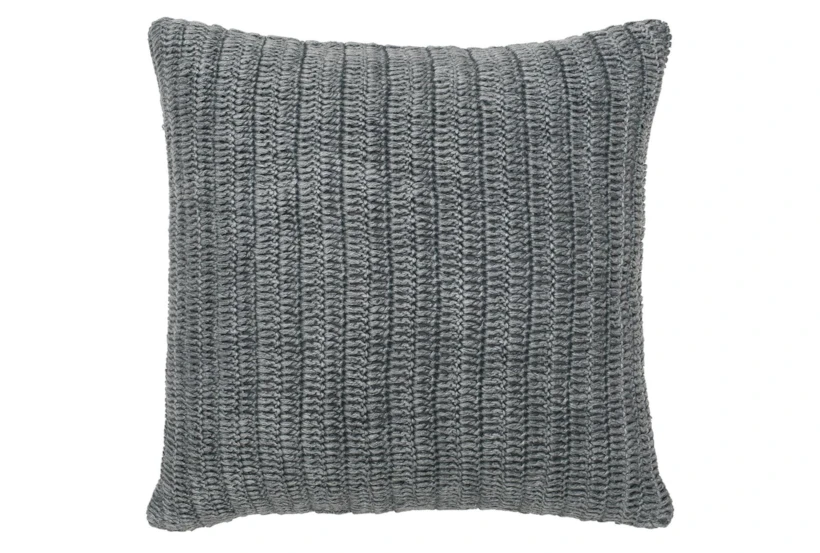 22X22 Stone Gray Stonewashed Flax Linen Woven Throw Pillow - 360