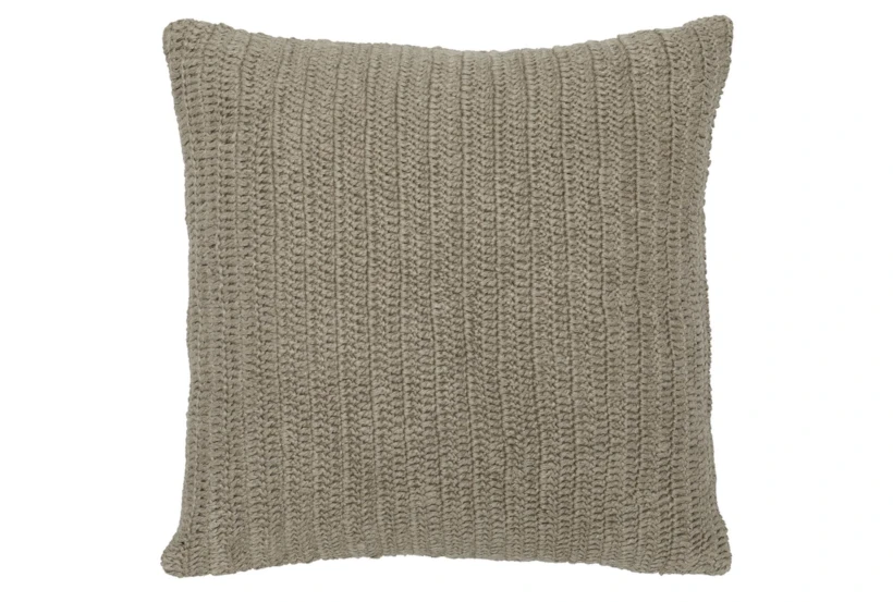22X22 Natural Taupe Stonewashed Flax Linen Woven Throw Pillow - 360