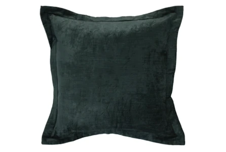 22X22 Emerald Green Textured Velvet Throw Pillow With Flange Detail