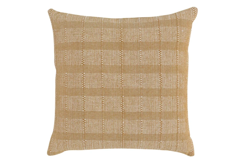 22X22 Harvest Gold Two Tone Woven Stripe Throw Pillow - 360