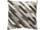 18X18 Brown Ivory + Gray Diagonal Stripe Hide Throw Pillow - Signature
