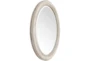 30X33 White Wash Beaded Wood Frame Oval Wall Mirror - Detail