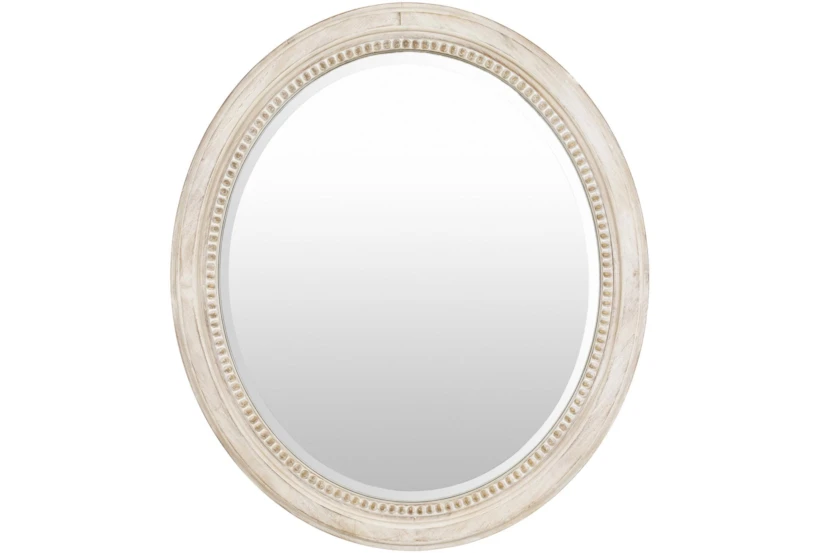 30X33 White Wash Beaded Wood Frame Oval Wall Mirror - 360