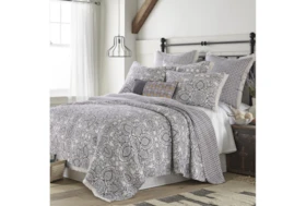 Twin Quilt-2 Piece Set Reversible Medallions To Diamonds With Fringe