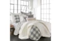 Full/Queen Quilt-3 Piece Set Reversible Farmhouse Buffalo Plaid To Stripe Grey - Room