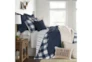 Twin Quilt-2 Piece Reversible Farmhouse Buffalo Plaid To Stripe Navy - Room
