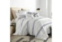 King Comforter-3 Piece Set Tribal Woven Stripe & Ruching White/Blue - Room