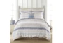 King Comforter-3 Piece Set Tribal Woven Stripe & Ruching White/Blue - Signature