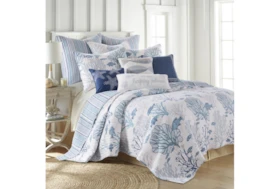 Full/Queen Quilt-3 Piece Set Reversible Fish And Coral To Stipes