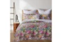 King Quilt-3 Piece Set Reversible Bright Floral Design To B&W Geometric  - Signature