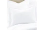 Queen Washed Linen Duvet Cover In White  - Detail