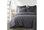 King Washed Linen Duvet Cover In Charcoal - Signature