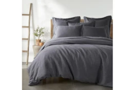 Queen Washed Linen Duvet Cover In Charcoal