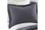 Twin Washed Linen Duvet Cover In Charcoal - Detail