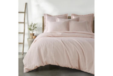 Queen Washed Linen Duvet Cover In Blush
