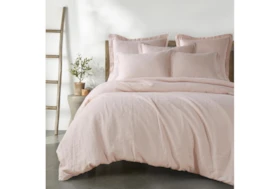 Twin Washed Linen Duvet Cover In Blush