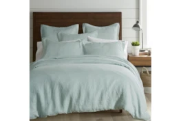 Queen Washed Linen Duvet Cover In Spa Blue
