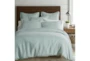 Queen Washed Linen Duvet Cover In Spa Blue - Signature