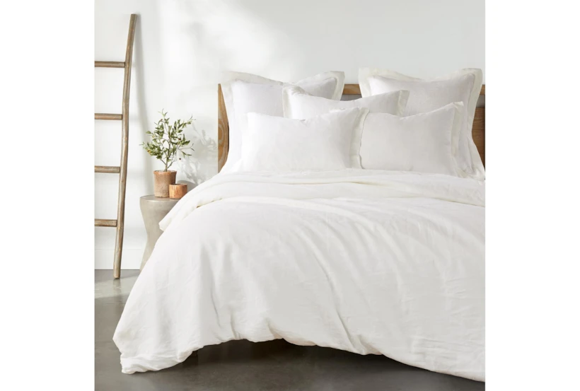 King Washed Linen Duvet Cover In Cream - 360