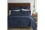 Twin Washed Linen Duvet Cover In Navy - Signature