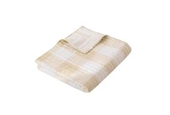 Quilted Reversible Throw Farmhouse Buffalo Plaid To Stripe, Taupe
