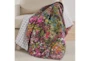 Quilted Reversible Throw Bright Floral Design To B&W Geometric  - Detail