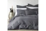 King Sham Washed Linen With Flange, Charcoal - Room