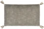 14X22 Warm Gray + Cream Braided Edge Lumbar Throw Pillow With Tassel Corners - Signature