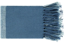 50X60 Teal Blue + Aqua Buffalo Check Hand Woven Throw Blanket