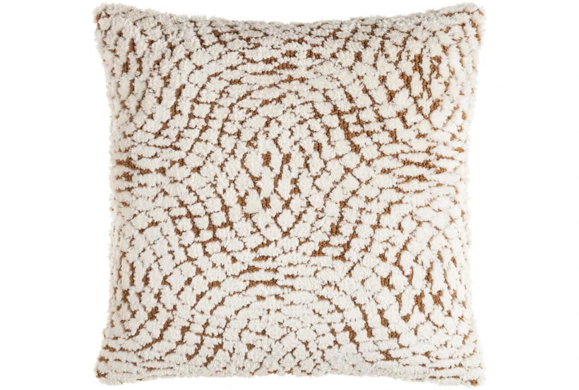 18X18 Camel + Ivory Knitted Curvy Harlequin Throw Pillow - 360