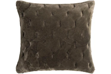 20X20 Dark Olive Green Dash Carved Faux Fur Throw Pillow