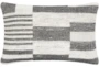 14X22 Charcoal Black + White Woven Broken Stripe Throw Pillow - Signature