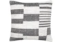 22X22 Charcoal Black + White Woven Broken Stripe Throw Pillow - Signature