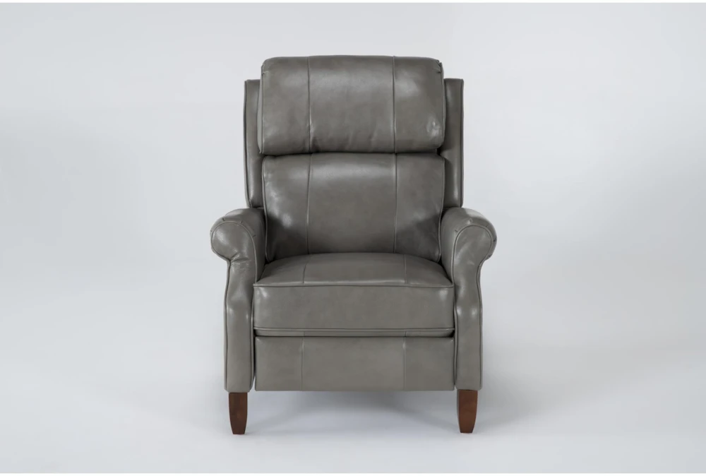 Quinton Grey Leather Push Back Recliner