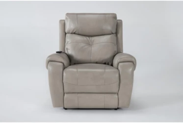 Carl Taupe Leather Power Lift Recliner with Power Headrest & Heat