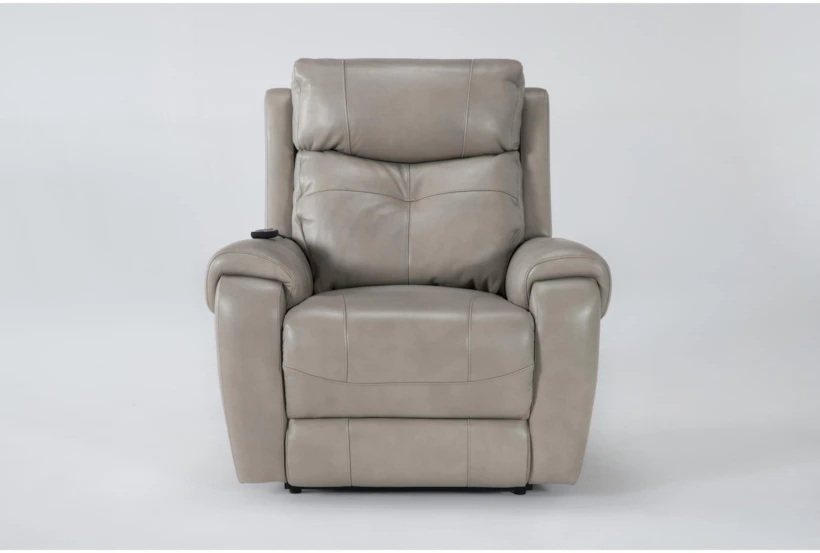 Carl Taupe Leather Power Lift Recliner with Power Headrest & Heat - 360