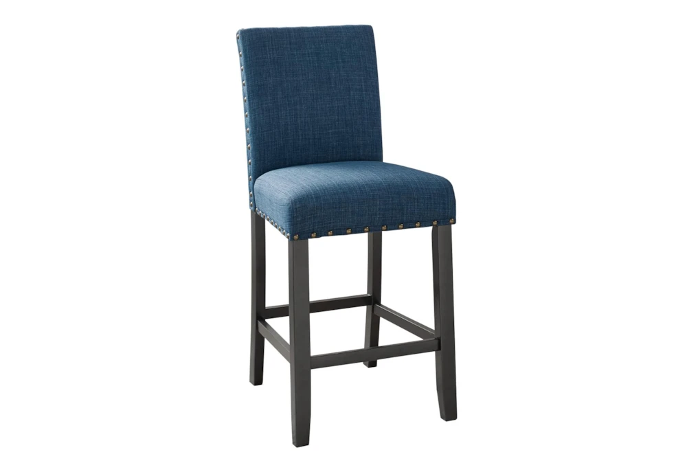 Crispin Marine Blue Kitchen Counter Stool With Back