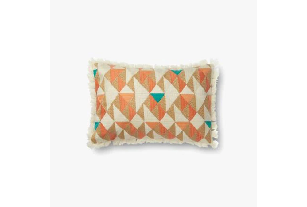 13X21 Orange Ivory Blue Triangle Geometric Lumbar Throw Pillow With Tassel Fringe By Justina Blakeney