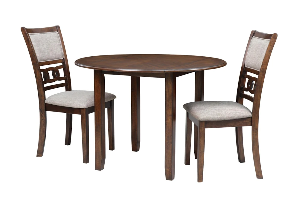 Joni Cherry Round 42" Drop Leaf Kitchen Dining With Side Chair Set For 2