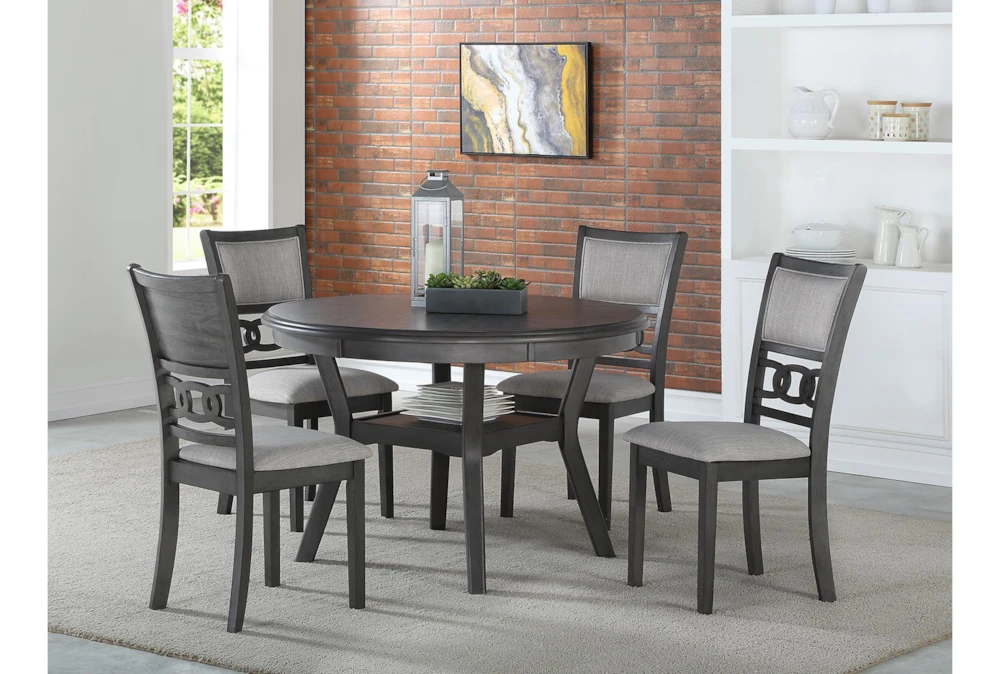 Joni Grey Round 47" Kitchen Dining Table Set For 4