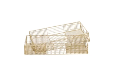 Gold Metal Wire Trays Set Of 2