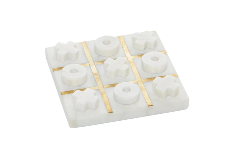 6X6 White Marble Tic Tac Toe Game Set - 360