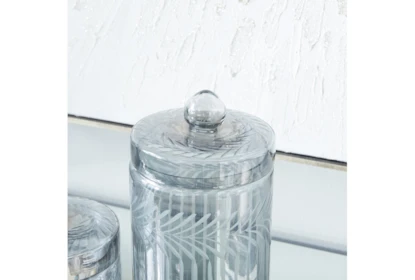 Grey Glass Decorative Jar Set Of 2